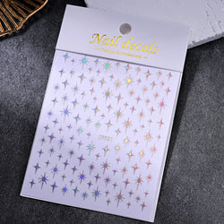 1Sheet Laser Star Nail Stickers 3D Metallic Mirror Gold/Silver Irregular Star Manicure Decals Y2K Self Adhesive Nails Decoration (ONLINE ORDER ONLY)