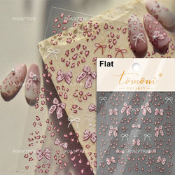 Simple Line Bowknot Red Gold Silver Laser Pink Hot Stamping 3D Self Adhesive Nail Art Stickers Pearl Rhinestone Manicure Decals (ONLINE ORDER ONLY)