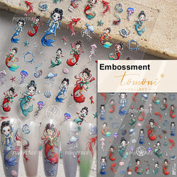 Shiny Mermaid Tail Fish Tail Sea Wave Jelly Spoondrift Shell Starfish Ocean Romantic Delicate Nail Art Stickers Manicure Decals (ONLINE ORDER ONLY)