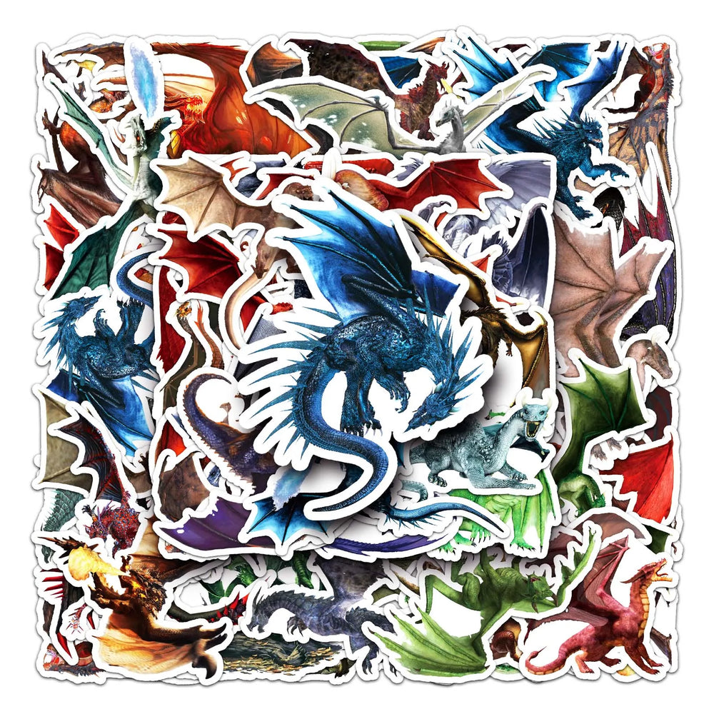 50Pcs Dragon Cartoon Waterproof Vinyl Stickers for Skateboard Snowboard (Online Order Only)
