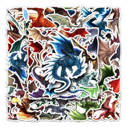 50Pcs Dragon Cartoon Waterproof Vinyl Stickers for Skateboard Snowboard (Online Order Only)