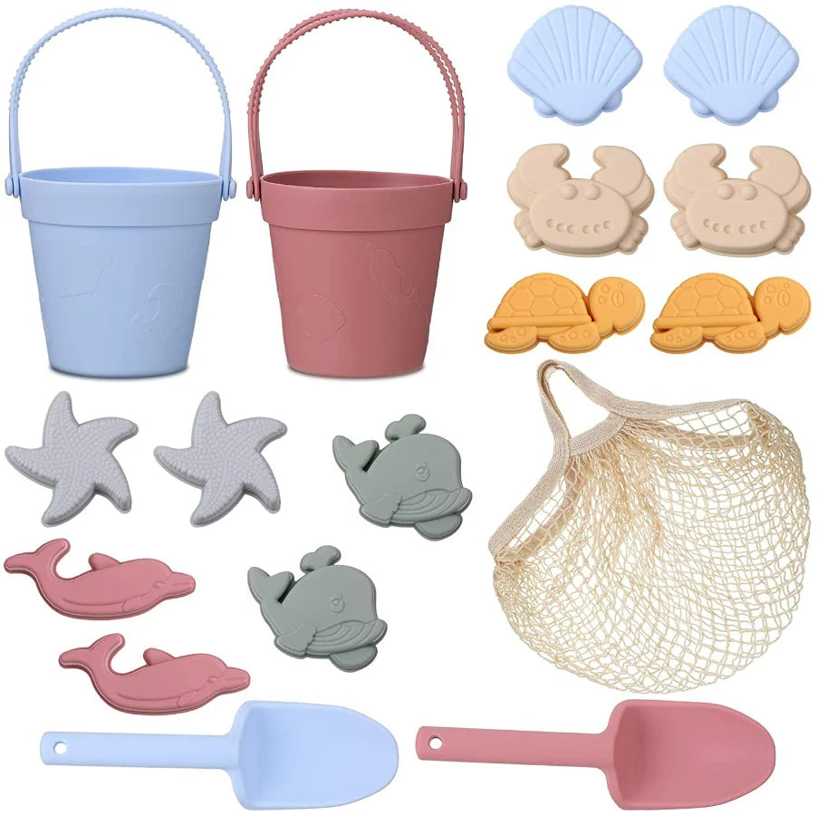 Silicone Beach Toys with Bucket, Shovel and Molds (ONLINE ORDER ONLY)