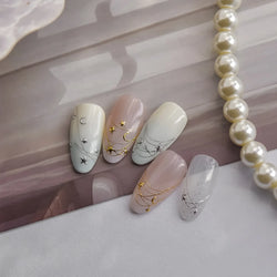 Star Moon Love Heart Curved Line Arc Dreamy Necklace Hanging in The Air Starry Night Adhesive Nail Art Stickers Manicure Decals (ONLINE ORDER ONLY)
