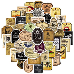 10/30/50PCS Retro Skull Poison Sticker Label Pharmacist Witch Graffiti Sticker DIY Bottle Water Cup Laptop Refrigerator Luggage (ONLINE ORDER ONLY)