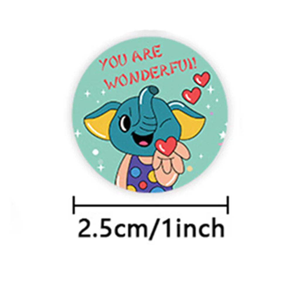 100-500pcs Kids Cute Animals Round  Reward stickers for Children Teaching Toy Gift Card Party Packaging Wrapping Labels (Online Order Only)