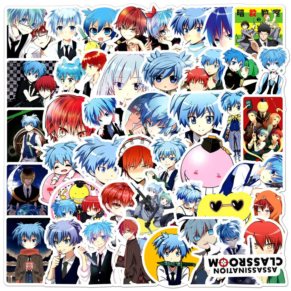 50pcs Assassination Classroom Stickers for Helmets, Desktops, Walls, DIY Decoration Wholesale (Online Order Only)