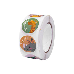 100-500Pcs new 1inch Animal Good Job Cool Stickers Roll for Envelope Praise Reward Student Work Stationery Seal Lable child gift (ONLINE ORDER ONLY)