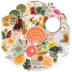 50pcs Funny Cartoon Cute Bohemia Graffiti Stickers Aesthetic Boho Style Phone Laptop Bike Notebook Phone Laptop Sticker (Online Order Only)