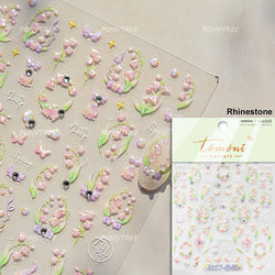 Colourful Field Bouquet Flower Spring Field Violet Daisy Bowknot Butterfly 5D Relief Adhesive Nail Art Stickers Manicure Decals (ONLINE ORDER ONLY)