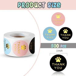 500Pcs Round Dog Paw Print Thank You Label Stickers Used for Shipping and Mailing Box Seal Labels Decorative Gifts Stickers (ONLINE ORDER ONLY)