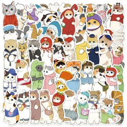 10/50PCS Cute Funny Cat Stickers Kawaii Cartoon Animals Decals Toy Fridge Laptop Motorcycle Suitcase Notebook Waterproof Sticker (ONLINE ORDER ONLY)
