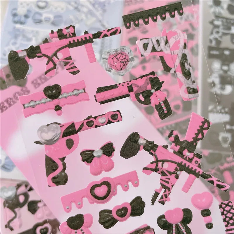 Cute Sweet Cool Gun Decorative Stickers Korean ins Hand Account Idol Card DIY Material Sticker Personalized Kawaii Stationery (ONLINE ORDER ONLY)
