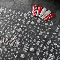1pc Christmas Nail Sticker 3D Gold Glitter Snowflake Elk Penguin Bells Design Adhesive Nail Slider Decals Winter Manicure Decor* (Online Order Only)