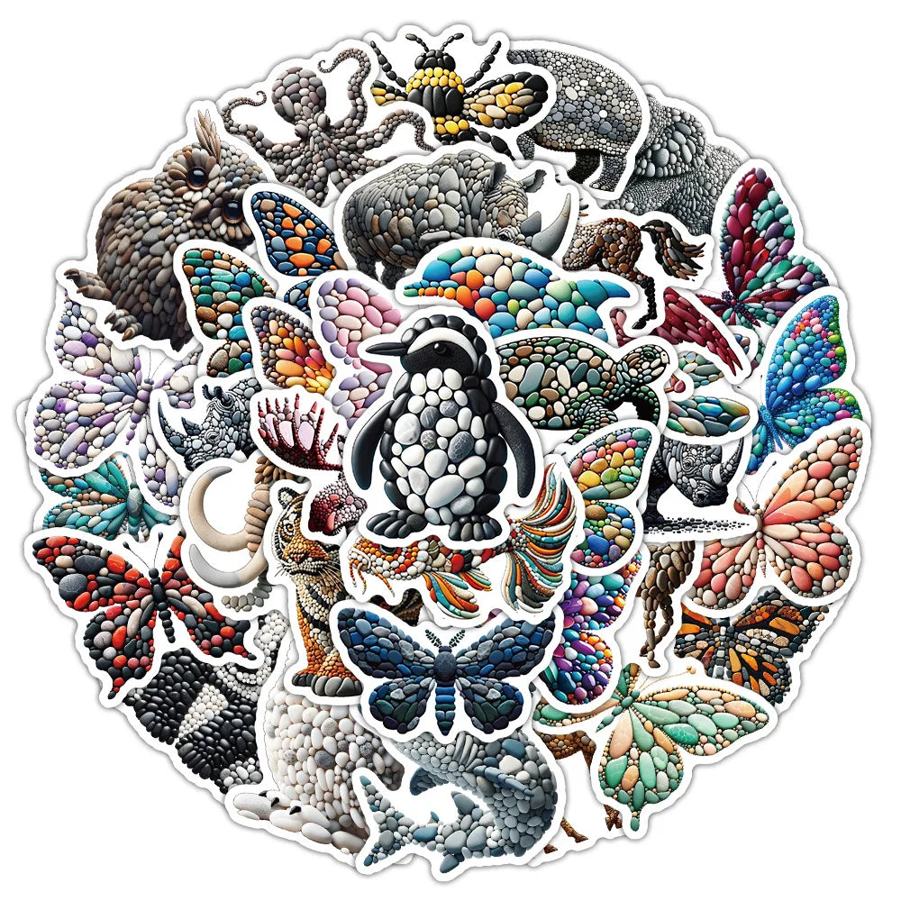 10/30/54PCS Stone Art Stickers Animal Creative Sticker Fridge Luggage Laptop Phone Guitar Car Bike Skateboard Graffifi Decals (ONLINE ORDER ONLY)