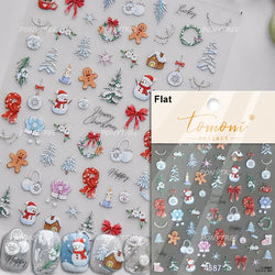 Cat Kitten Star Tree Bell Angel Bowknot Snowman Envelope Pinecone Bone Adhesive Nail Art Stickers Cup Rhinestone Manicure Decals (ONLINE ORDER ONLY)
