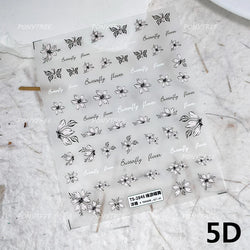 Flowers in Bloom Cosmos Chrysanthemum Daisy White Petal Yellow Stamen Self Adhesive Nail Art Decorations Sticker Manicure Decals (ONLINE ORDER ONLY)