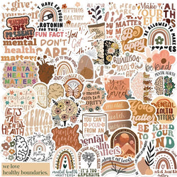 50PCS Boho Mental Health PVC Sticker Aesthetic DIY Children's Decoration Scrapbooking Stationery Hand Accounting Tool Supplies (ONLINE ORDER ONLY)