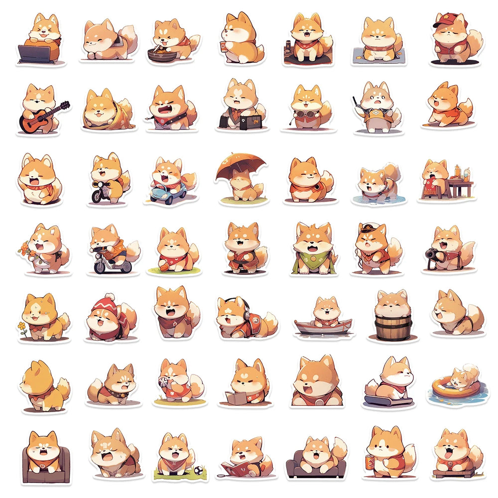 52Pcs Puppy Cartoon Stickers For Car Motorcycle Travel Luggage Guitar Waterproof Graffiti Kids Sticker (Online Order Only)