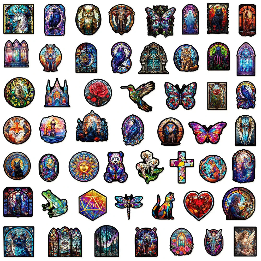 10/30/50pcs Funny Colourful Glass Style Aesthetic Stickers Decals DIY Laptop Water Bottle Notebook Stationery Sticker Kids Toys (ONLINE ORDER ONLY)