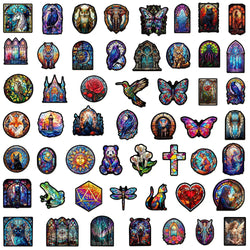 10/30/50pcs Funny Colourful Glass Style Aesthetic Stickers Decals DIY Laptop Water Bottle Notebook Stationery Sticker Kids Toys (ONLINE ORDER ONLY)
