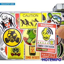 20/30/50Pieces Warning Zombies Crisis Skull Hunter Team Waterproof Stickers for Laptop Phone Luggage Bike Motorcycle Car Sticker (ONLINE ORDER ONLY)