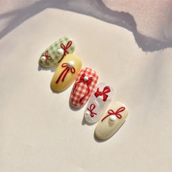 Simple Line Bowknot Red Gold Silver Laser Pink Hot Stamping 3D Self Adhesive Nail Art Stickers Pearl Rhinestone Manicure Decals (ONLINE ORDER ONLY)