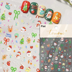 Dressy Embossment Colorful Gradient Snowflakes Laser Silver Christmas Tree Winter Bowknot Santa Nail Art Stickers Manicure Decal (Online Order Only)