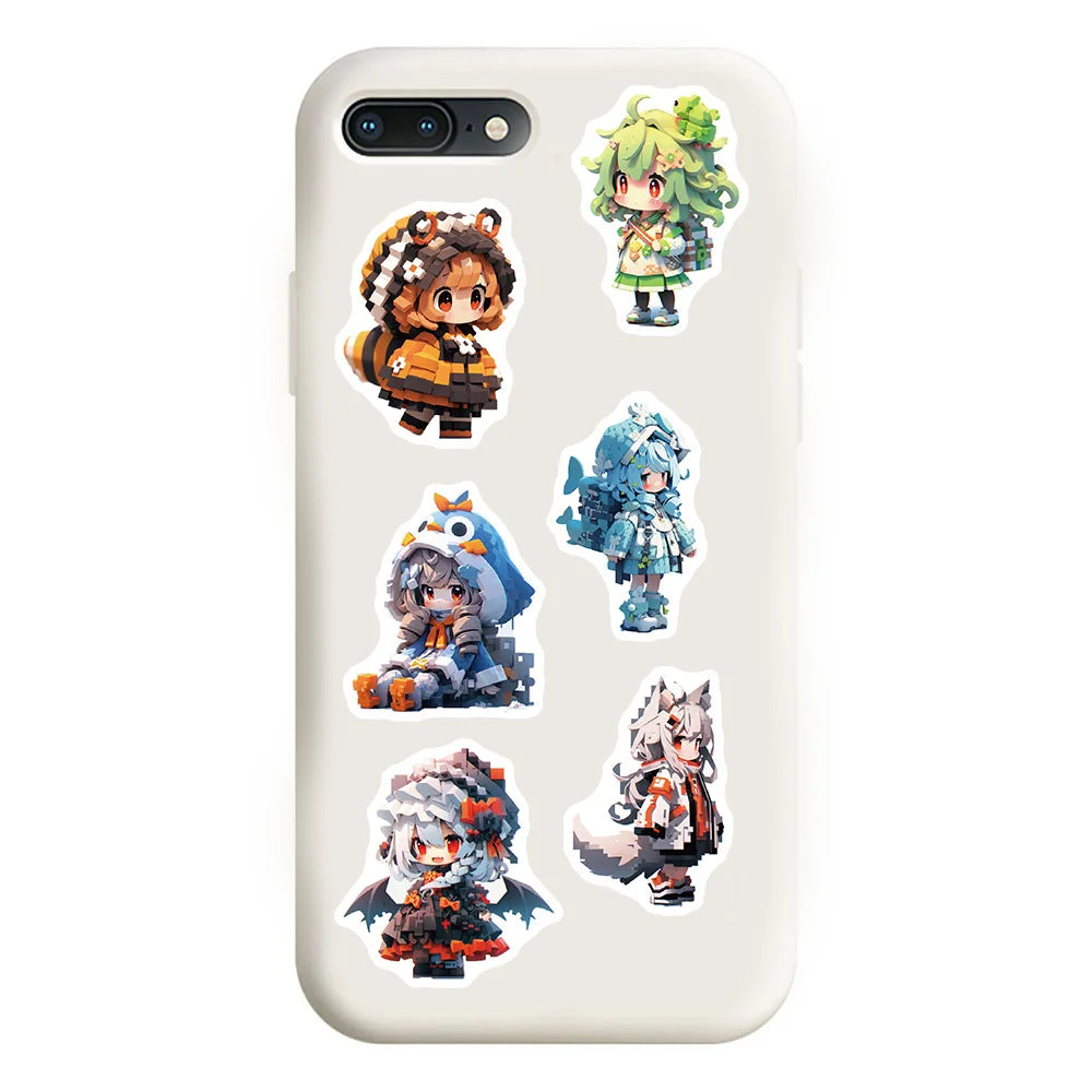 10/30/50PCS Pixel Animal Cartoon Girls Stickers Cute Graffiti Toys For Kids Motorcycle Luggage Suitcase Notebook Wall Decals Toy (ONLINE ORDER ONLY)