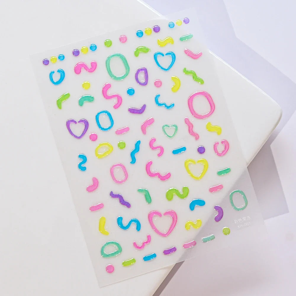 1Sheet Valentine's Day Decals 5D Nail Art Stickers Heart Self-Adhesive Slider Love Letters DIY Manicure Accessories "Dopamine" % (ONLINE ORDER ONLY)