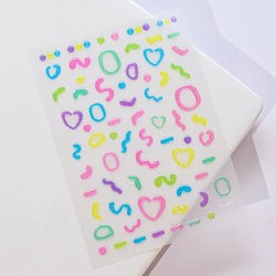 1Sheet Valentine's Day Decals 5D Nail Art Stickers Heart Self-Adhesive Slider Love Letters DIY Manicure Accessories "Dopamine" % (ONLINE ORDER ONLY)