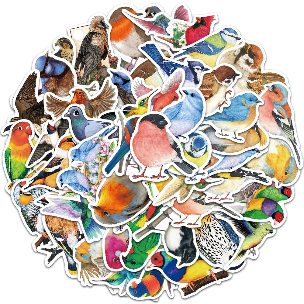 50pcs Cute Colorful Birds Animal Sticker Waterproof Graffiti For Phone Water Bottle Laptop Bicycle Car Decals Kids Toy (ONLINE ORDER ONLY)
