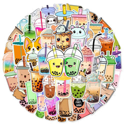 Pearl Milk Tea Stickers 10/25/50pcs for DIY Decor: Suitcase, Water Bottle, Phone, Laptop, Skateboard, Scrapbooking (Online Order Only)
