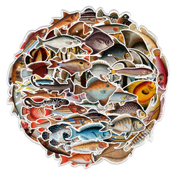 10/50Pcs Sea Fishes Animal Stickers Ocean World Plants Coral Jellyfish Cute Cartoon Waterproof Sticker Kids DIY Scrapbook Decals (ONLINE ORDER ONLY)