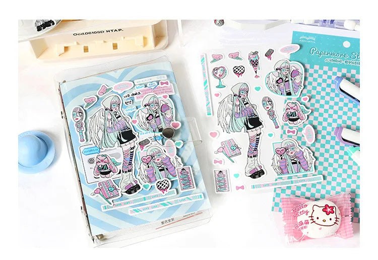 1pcs New Kawaii Heartbeat Girl Scrapbooking Sticker Art Collage Diary Journal DIY Craft Aesthetics Decorative Sticker Stationery (ONLINE ORDER ONLY)