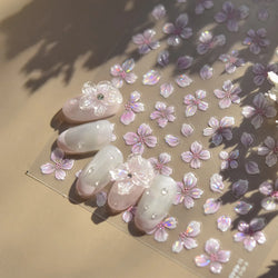 Vigour Crystal Flower Peach Blossom Garden Springtime Petal Self Adhesive Nail Art Stickers Chic Jelly Rhinestone Manicure Decal (ONLINE ORDER ONLY)