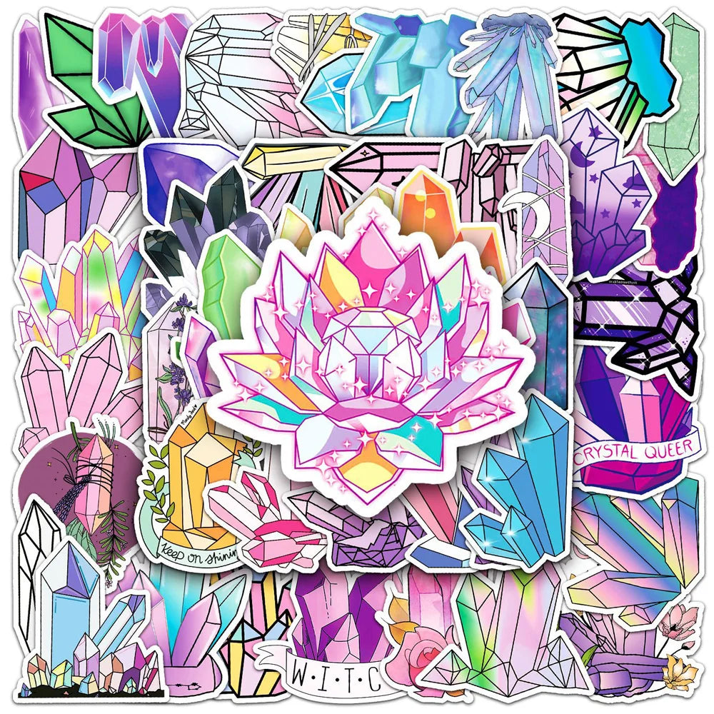 Cartoon Crystal Graffiti Stickers Pack - Waterproof Laptop Guitar Decals (ONLINE ORDER ONLY)