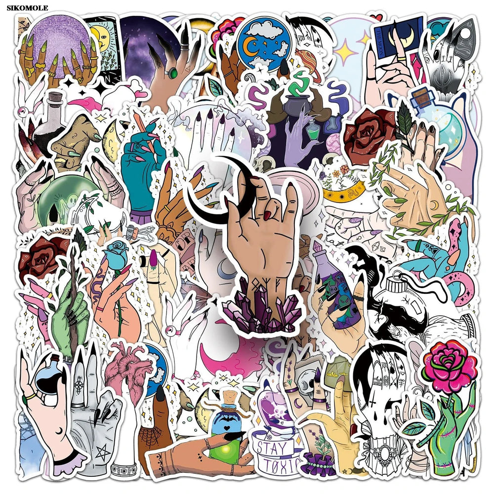 Cartoon Gothic Witch Halloween Stickers for Laptop Luggage Suitcase Decals (Online Order Only)