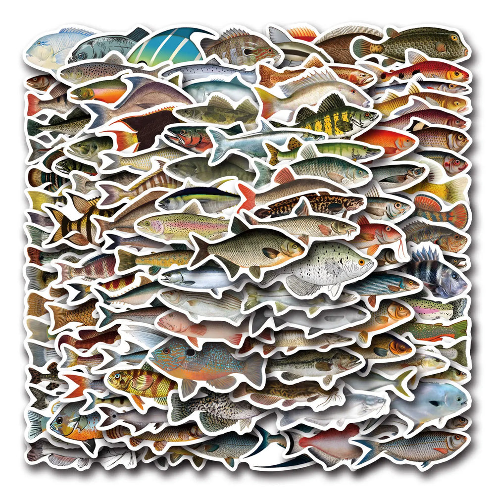 Realistic Marine Life Fish Cartoon Stickers for Fridge Laptop Luggage Skateboard Graffiti (Online Order Only)