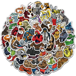 60pcs Cool Cartoon Muscle Animals Stickers For Laptop Luggage Phone Skateboard Waterproof Graffiti Bicycle Helmet Car Decals (ONLINE ORDER ONLY)