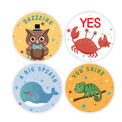 100-500pcs Animal Reward Stickers Adorable Round Kids Motivational Stickers Cartoon for Teacher Classroom Supplies (ONLINE ORDER ONLY)