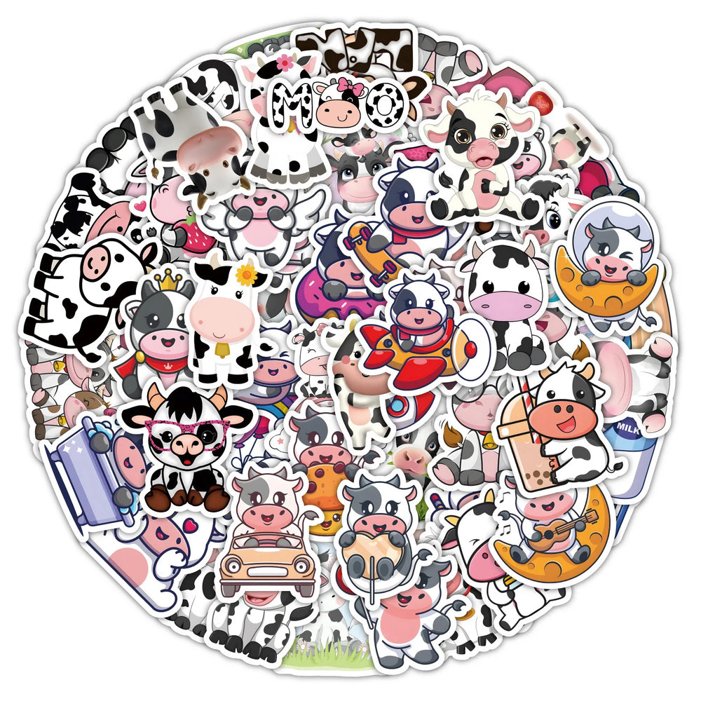 10/50/60PCS Milk Cow Sticker Laptop Stationery Scrapbook Cute Sticker Aesthetic Scrapbook Materials Craft Supplies Children (ONLINE ORDER ONLY)