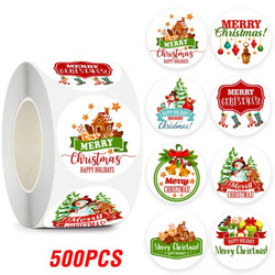 100-500pcs Merry Christmas Gift Box Decoration Seal Sticker Home Party Supplies Envelope Label Scrapbook Stickers (ONLINE ORDER ONLY)