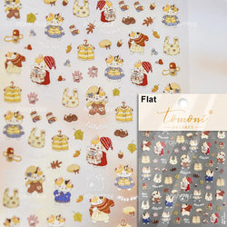 Cute Lovely Red Apple Core Black Kitten Cat's Paw Bread Slices Fruit Star Soft Relief Adhesive Nail Art Sticker Manicure Decals (ONLINE ORDER ONLY)