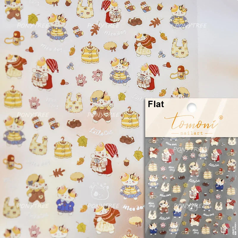 Squirrel Mushroom Apple Strawberry Cherry Pinecone Ginkgo Leaf Self Adhesive Nail Art Stickers Butterfly Flower Manicure Decals (ONLINE ORDER ONLY)