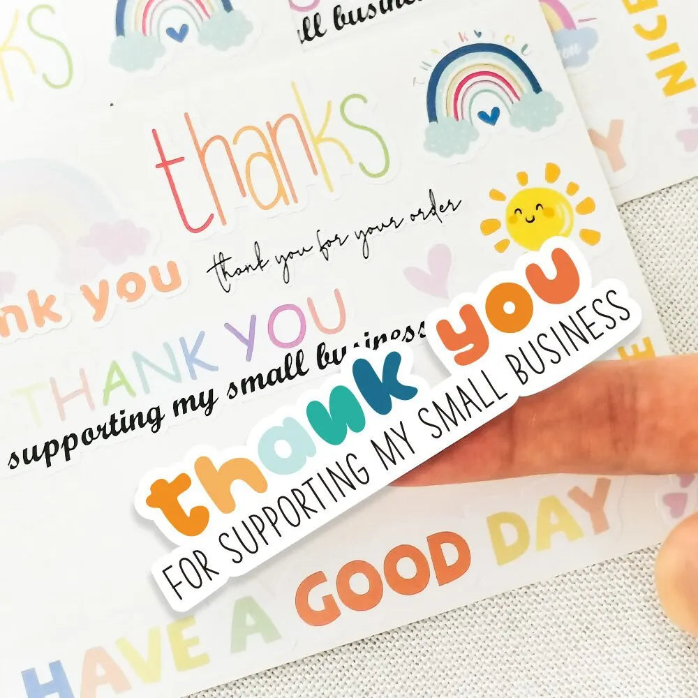 10Sheet Rainbow Thank You Stickers Gift Decor Labels Thank You For Supporting My Small Business Stickers For Stationery Stickers (Online Order Only)