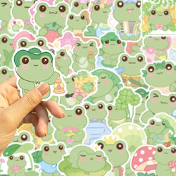 50Pcs Energetic Frog Stickers Waterproof Cute Animals Sticker Scrapbooking Skateboard Luggage Water Bottle Decals (ONLINE ORDER ONLY)