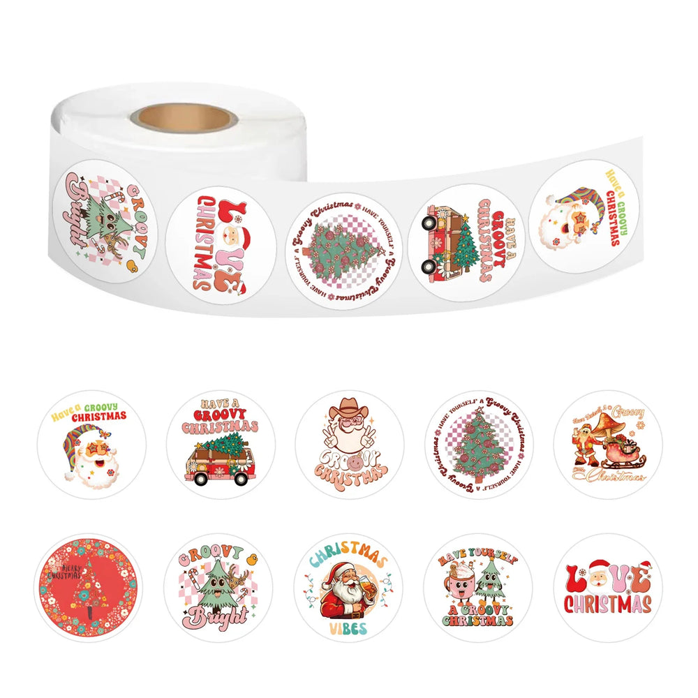 100-500pcs Merry Christmas Stickers Cristmas Xmas Party Seal Labels For DIY Gifts Baking Package Envelope Stationery Decor (ONLINE ORDER ONLY)