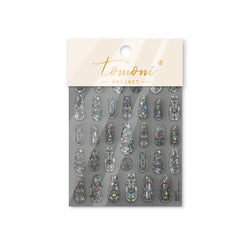 Retro Shiny Glazed Rococo Flower Window Dreamy Butterfly Geometric Frame Stamp Embossed Reliefs Nail Art Stickers Manicure Decal (Online Order Only)