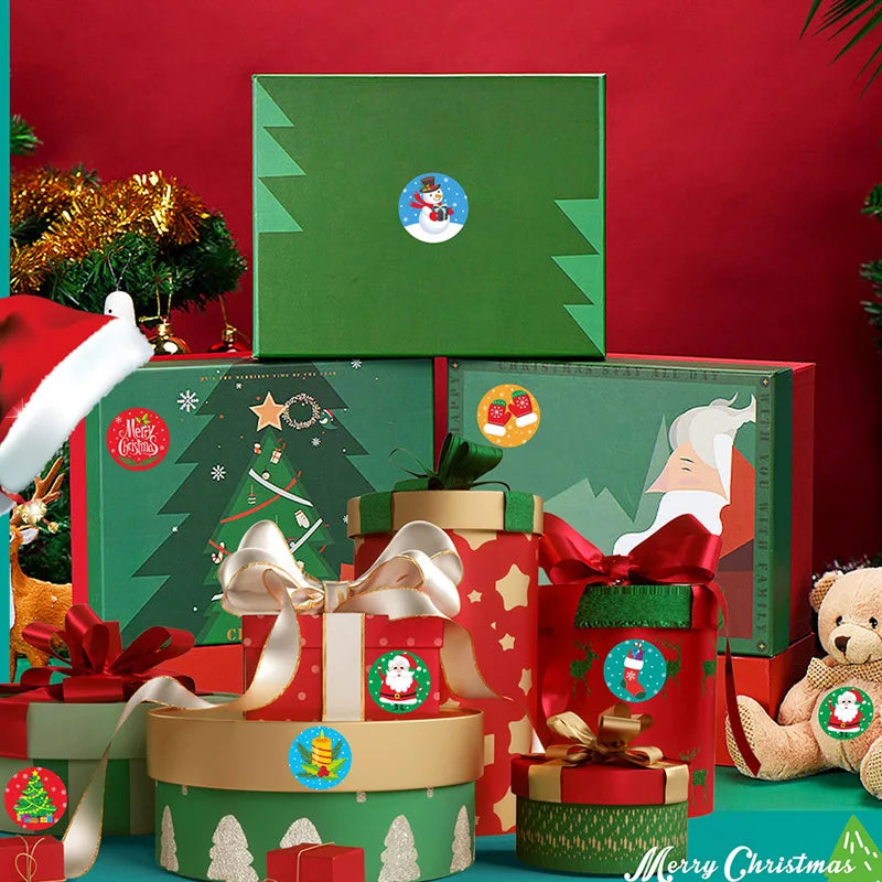 500pcs /1 Roll Christmas Stickers 1inch Snowflakes Holiday Stickers Xmas Gift Label for Envelope Box Gift Decor (Online Order Only)