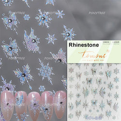 Snowflake Butterfly Rhinestone Shiny Totem Self Adhesive Nail Art Stickers Romantic Charm Chic Rose Flower Pearl Manicure Decals (ONLINE ORDER ONLY)